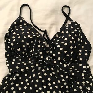Maternity Swim Top, Black and White Polkadots